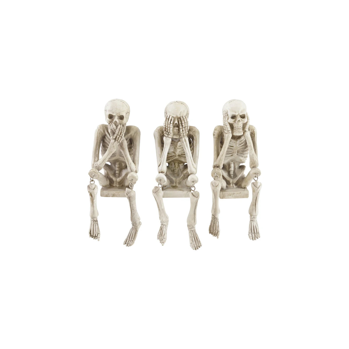 Resin See/Hear/Speak No Evil Skeleton Shelf Sitter