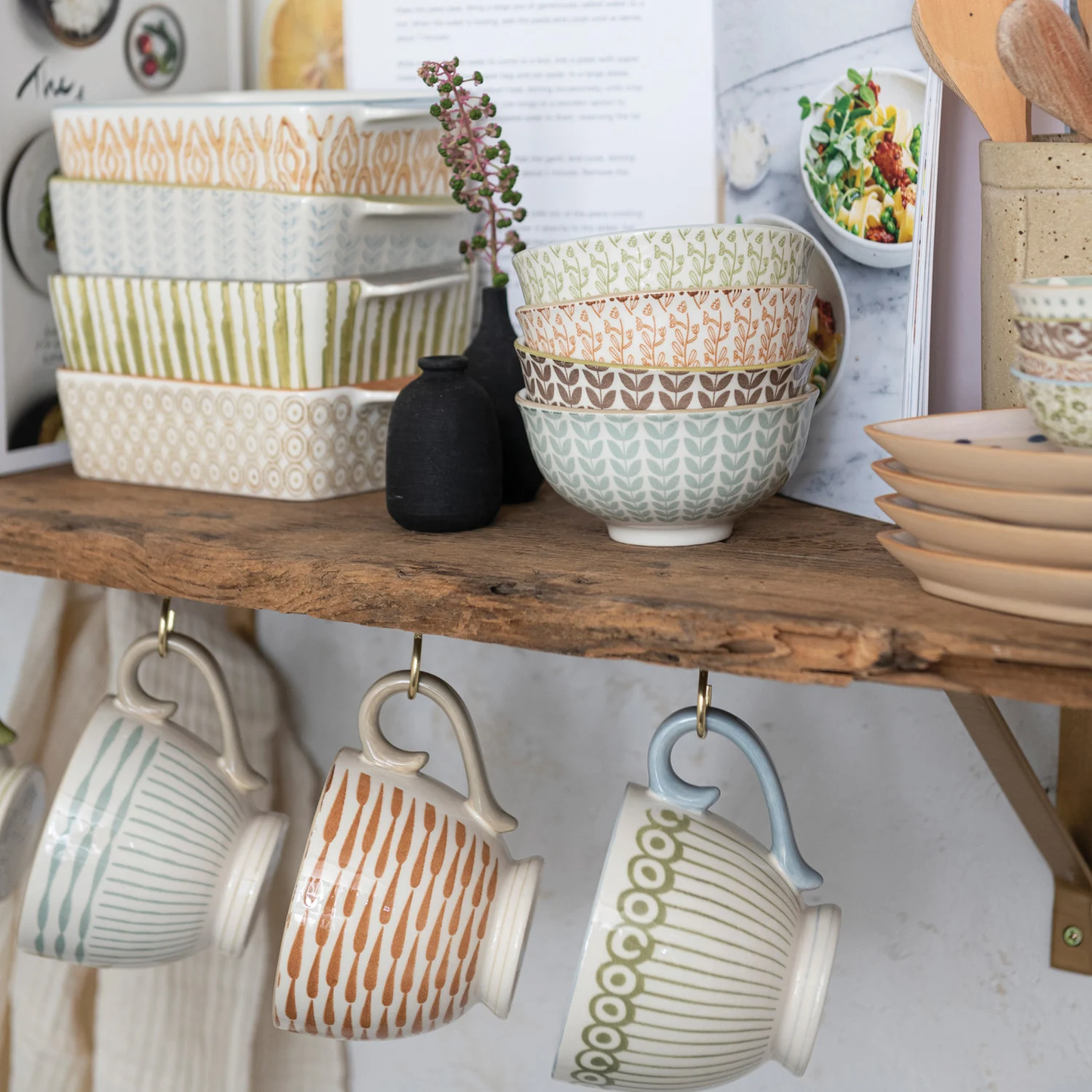 Stoneware Bowl w/ Pattern - 4 Styles