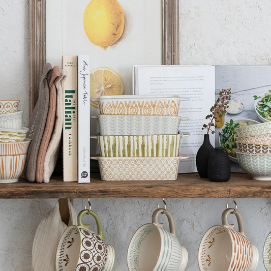 Hand-Stamped Stoneware Baker - 4 Styles