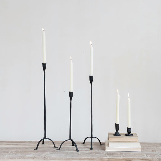 Hand-Forged Cast Iron Footed Taper Holder - 3 Sizes