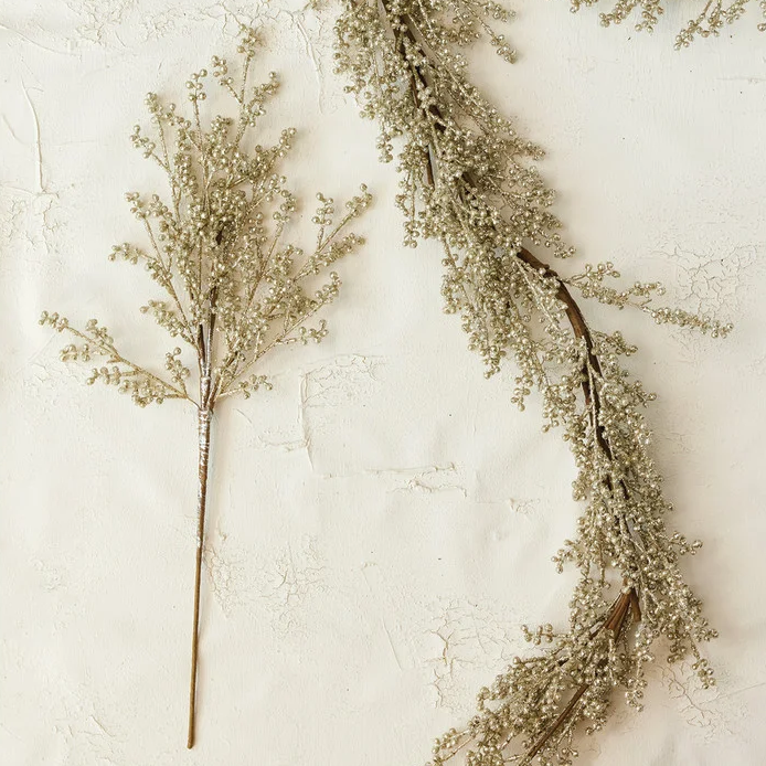 Glittery Faux Berry Stem