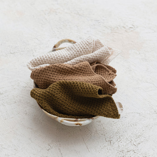 Cotton Knit Dish Cloths - Set of 3 Tied