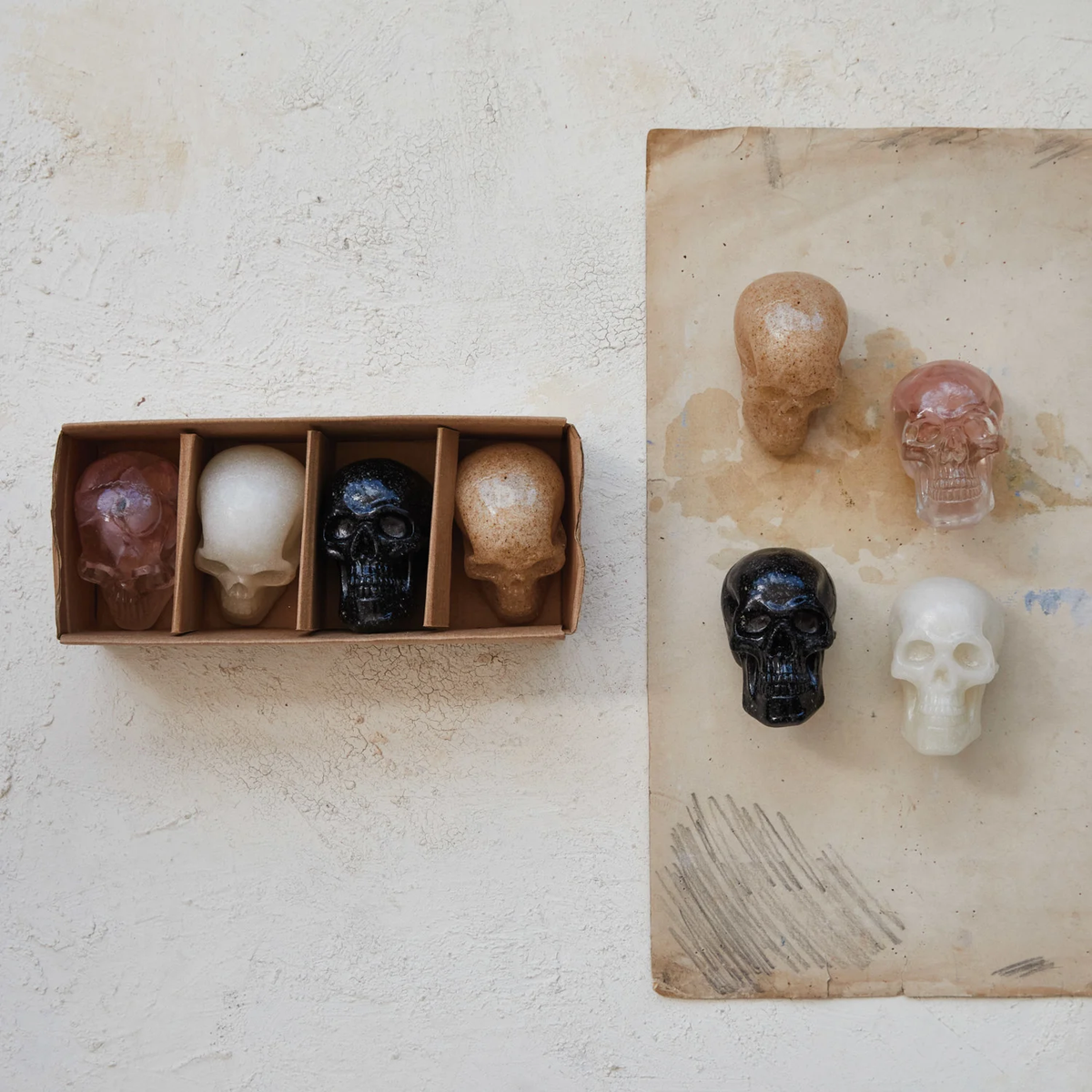 Resin Skulls - Boxed Set of 4