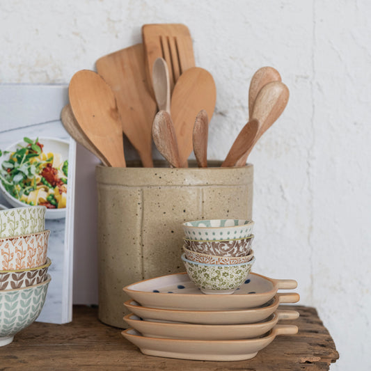 Stoneware Pinch Pot w/ Pattern - 4 Styles
