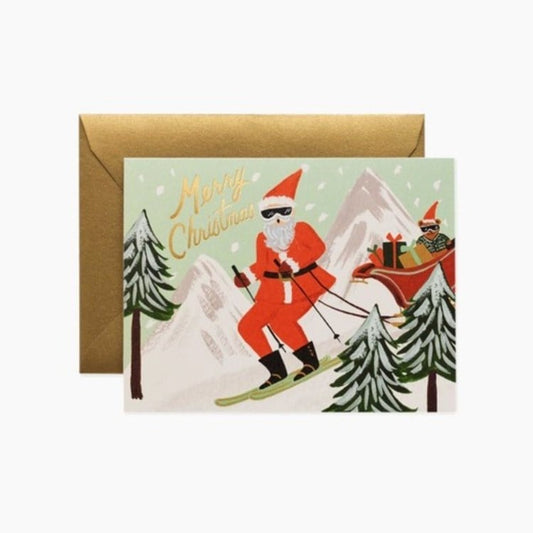 Skiing Santa Card