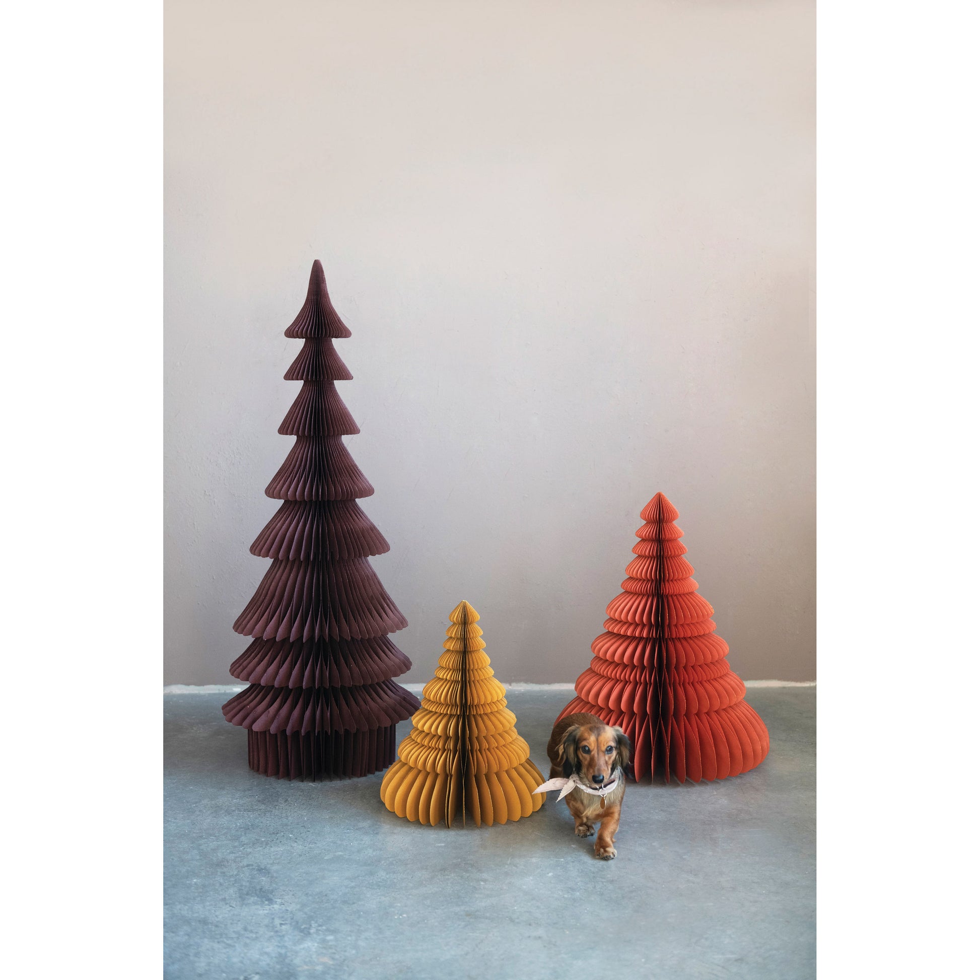 21" Round x 26"H Paper Honeycomb Tree, Burnt Orange Color