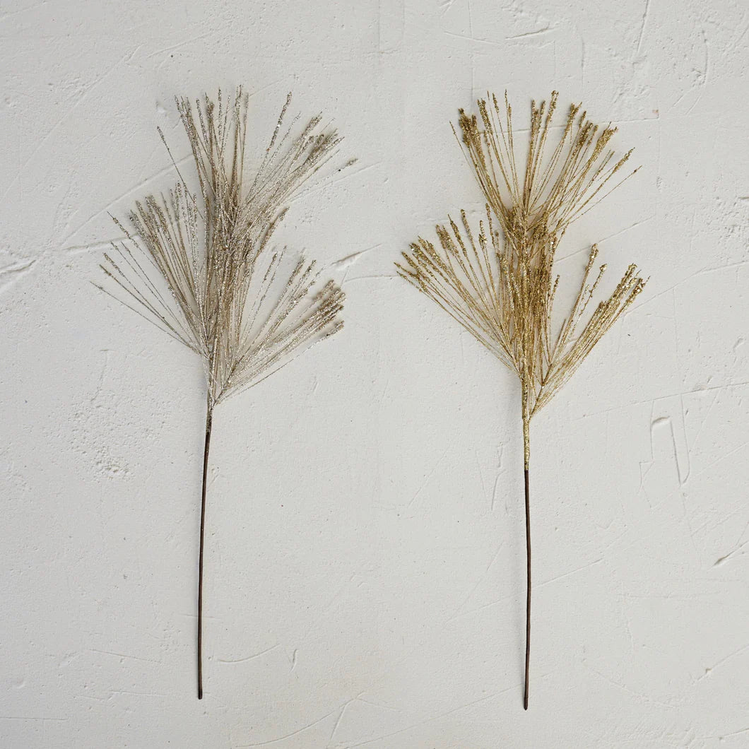 Glittery Faux Needle Pine Spray