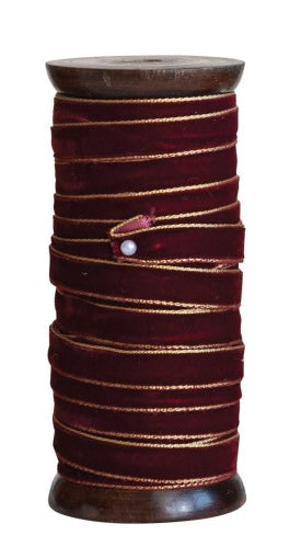 10 Yard Velvet Ribbon with Metallic Edges - Four Colors