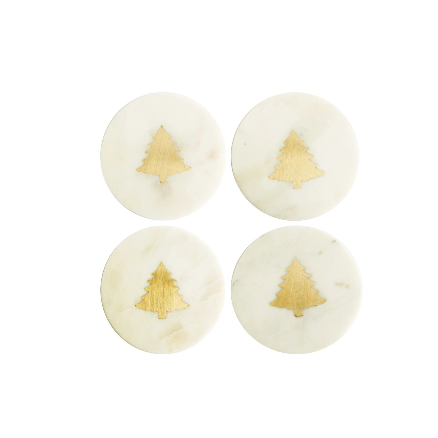Marble Coasters with Gold Tree - Set of 4