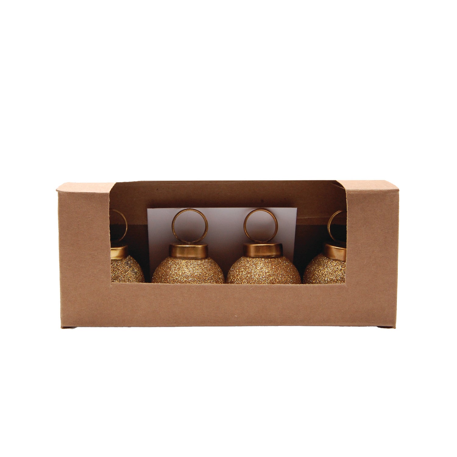 Glass Ball Ornament Card/Photo Holders with 12 Cards, Boxed Set of 4