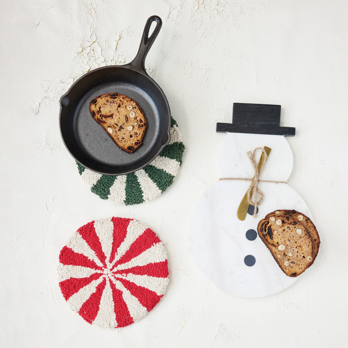 8" Round Cotton Tufted Candy Striped Trivet - 2 Colors