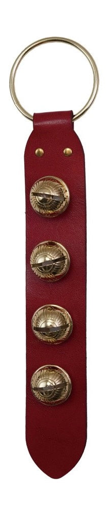 Leather & Embossed Metal Bells Door Hanger, Gold Finish, 3 Colors