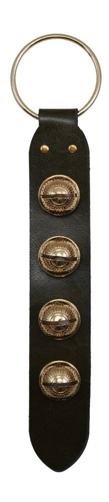 Leather & Embossed Metal Bells Door Hanger, Gold Finish, 3 Colors
