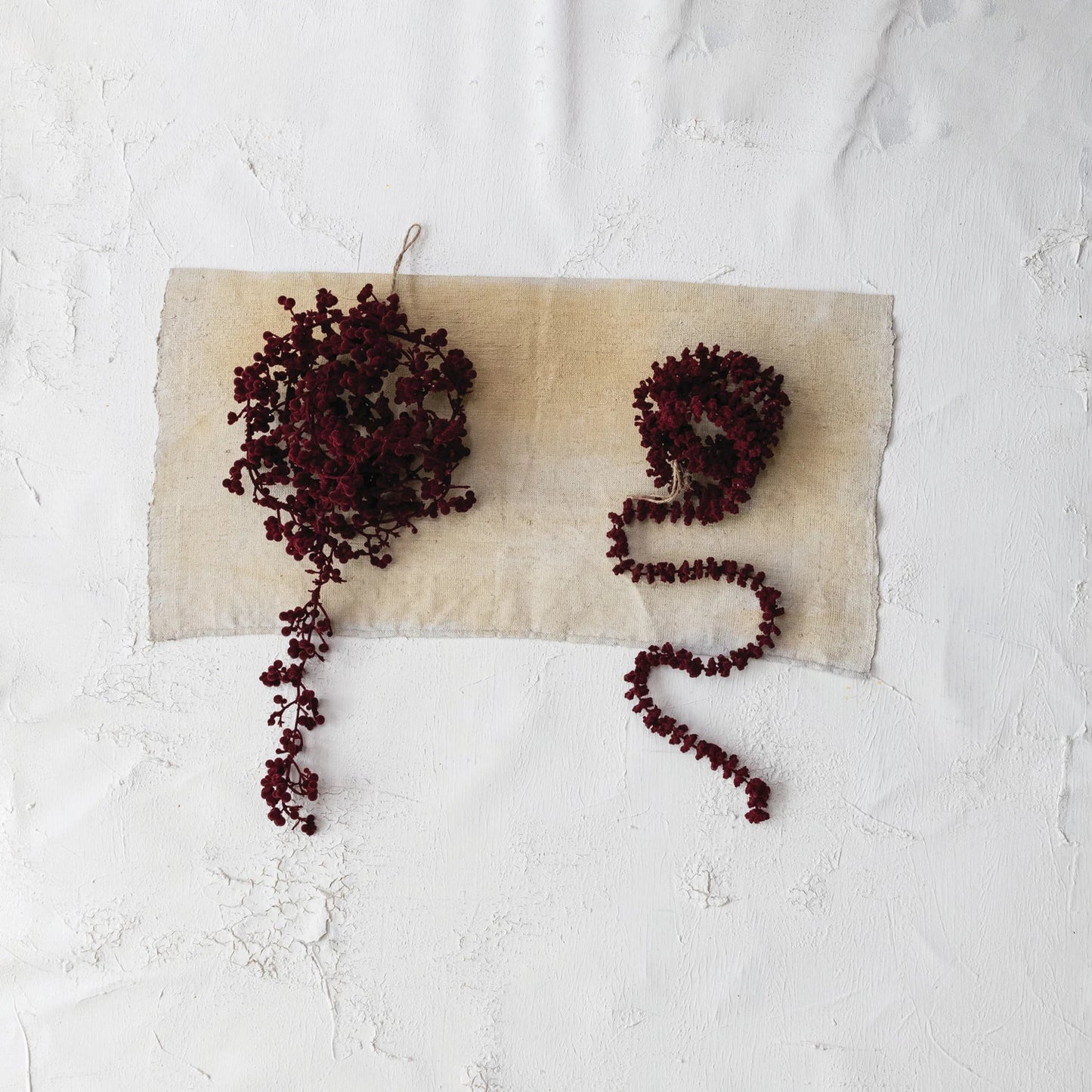 Flocked Foam Ball Garland, Burgundy Color