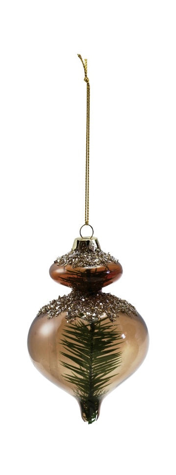 Glass Ornament with Mica Flakes & Bottle Brush Tree Inside, 3 Styles